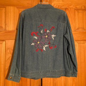 NWOT Vintage Breckenridge Denim Embroidered Long Sleeve Top Size L